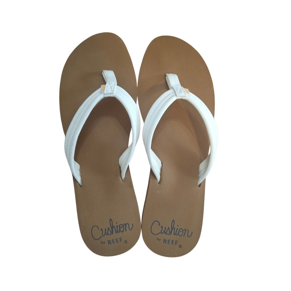 Reef‎ Cushion Breeze Womens Flip Flops White Tan Sandals Size 12 RF0A3ONL